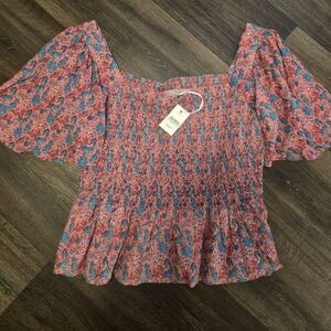 SIMPLY SOUTHERN Shirred Smocked Seahorse Top Size XL NEW